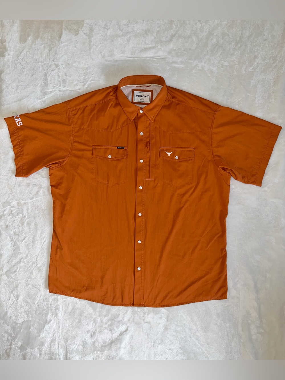 PONCHO Outdoors The Bertha In Burnt Orange UT Logo Short Sleeve Shirt Men’s XL